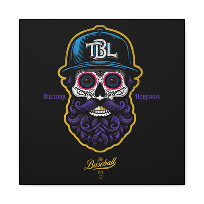 Beisbol Sugar Skull Series_Player 2  Wall Art Canvas_Black