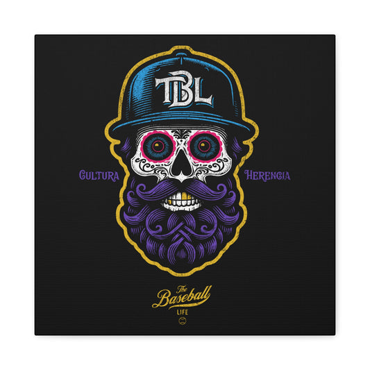 Beisbol Sugar Skull Series_Player 2  Wall Art Canvas_Black