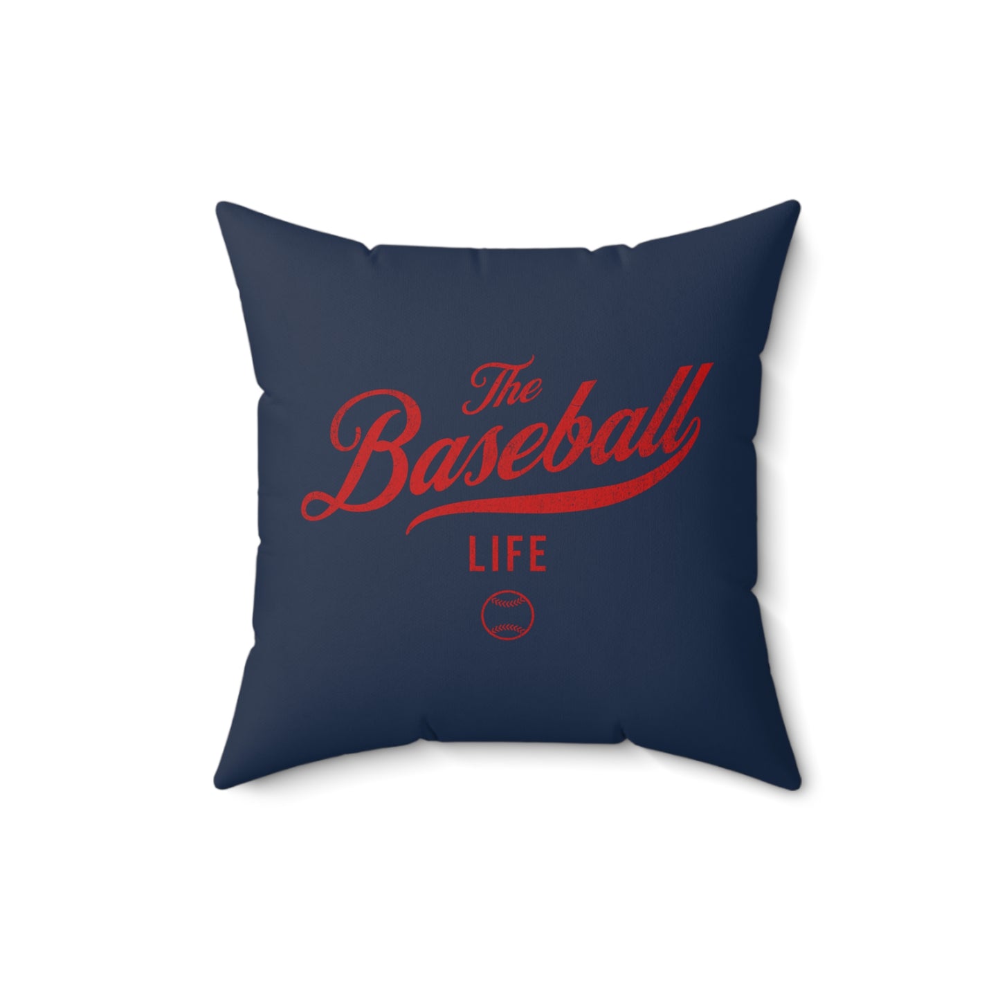 The Baseball Life Accent Pillow_Navy w Red Print