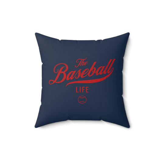 The Baseball Life Accent Pillow_Navy w Red Print