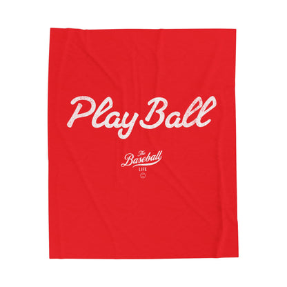 Velveteen Plush Blanket_Play Ball_Bright Red