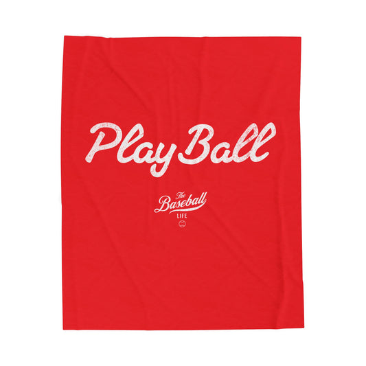 Velveteen Plush Blanket_Play Ball_Bright Red
