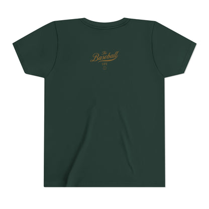 Youth The Baseball Life Classic Script T-Shirt_Old Gold Print