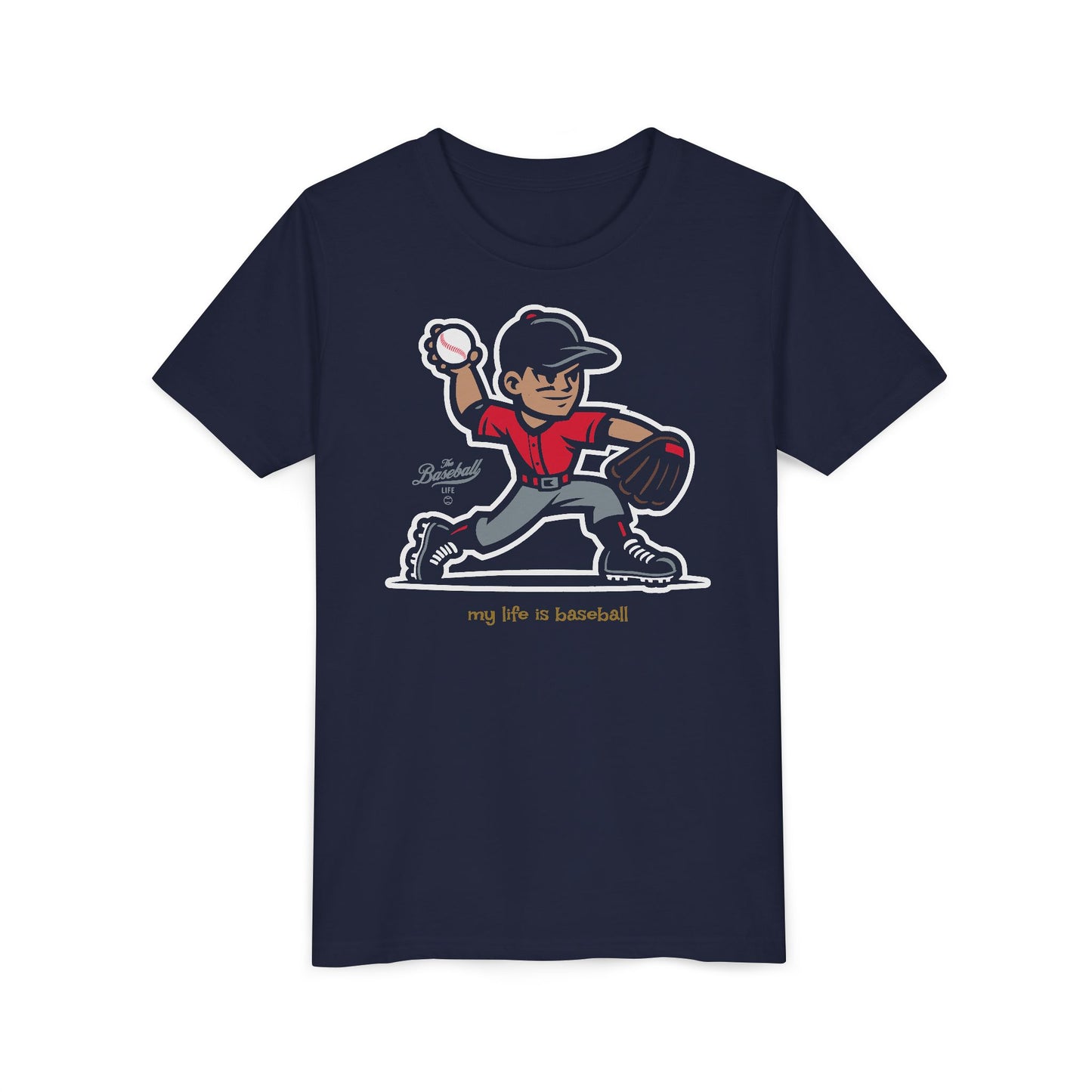 Youth Baseball T-Shirt_My Life is Baseball (Red)