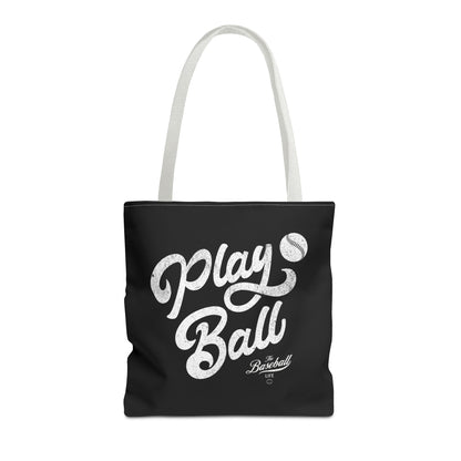 Play Ball Script Tote Bag_Black