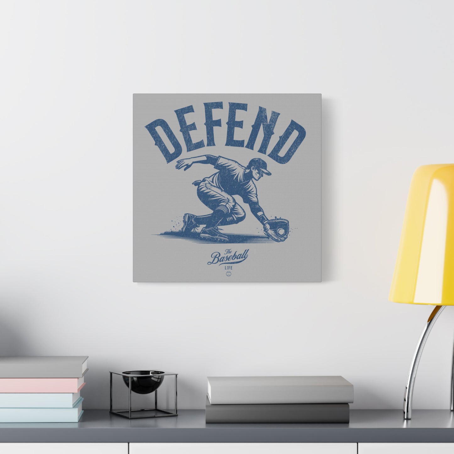 Defend Infielder Wall Art Canvas_Silver Gray