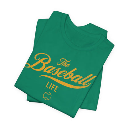 The Baseball Life Classic Script T-Shirt_Yellow Gold Print