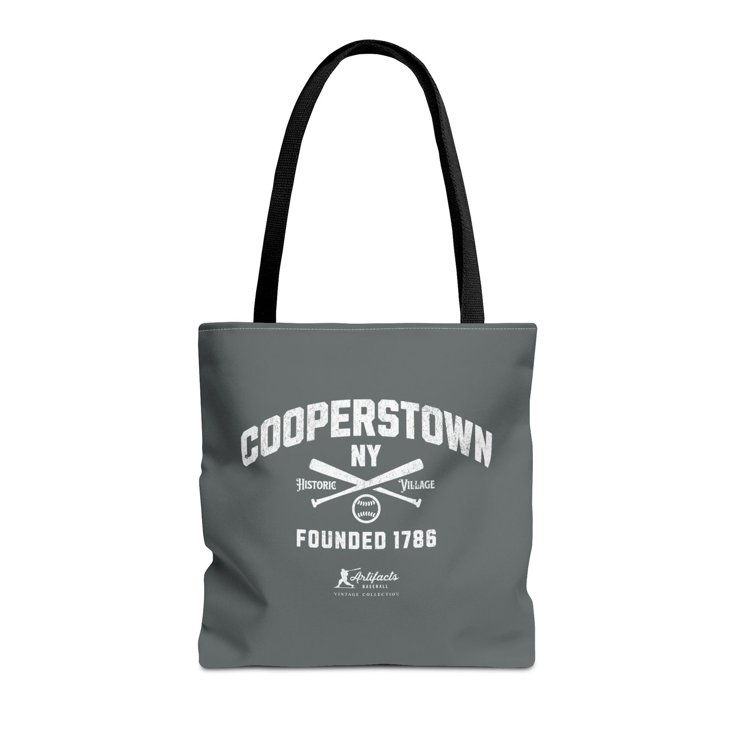 Cooperstown, NY Tote Bag_Dark Gray w White Print