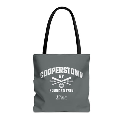Cooperstown, NY Tote Bag_Dark Gray w White Print