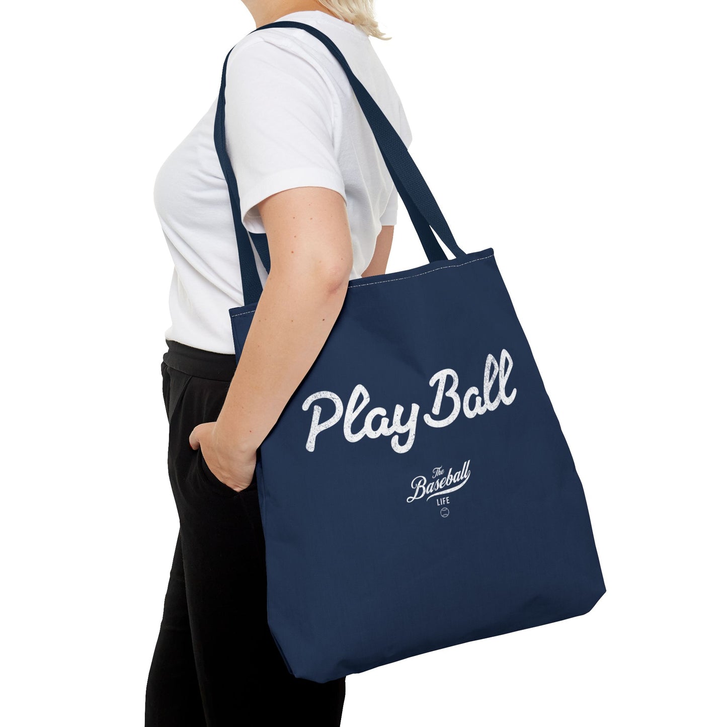 Play Ball Tote Bag_Navy with White Print