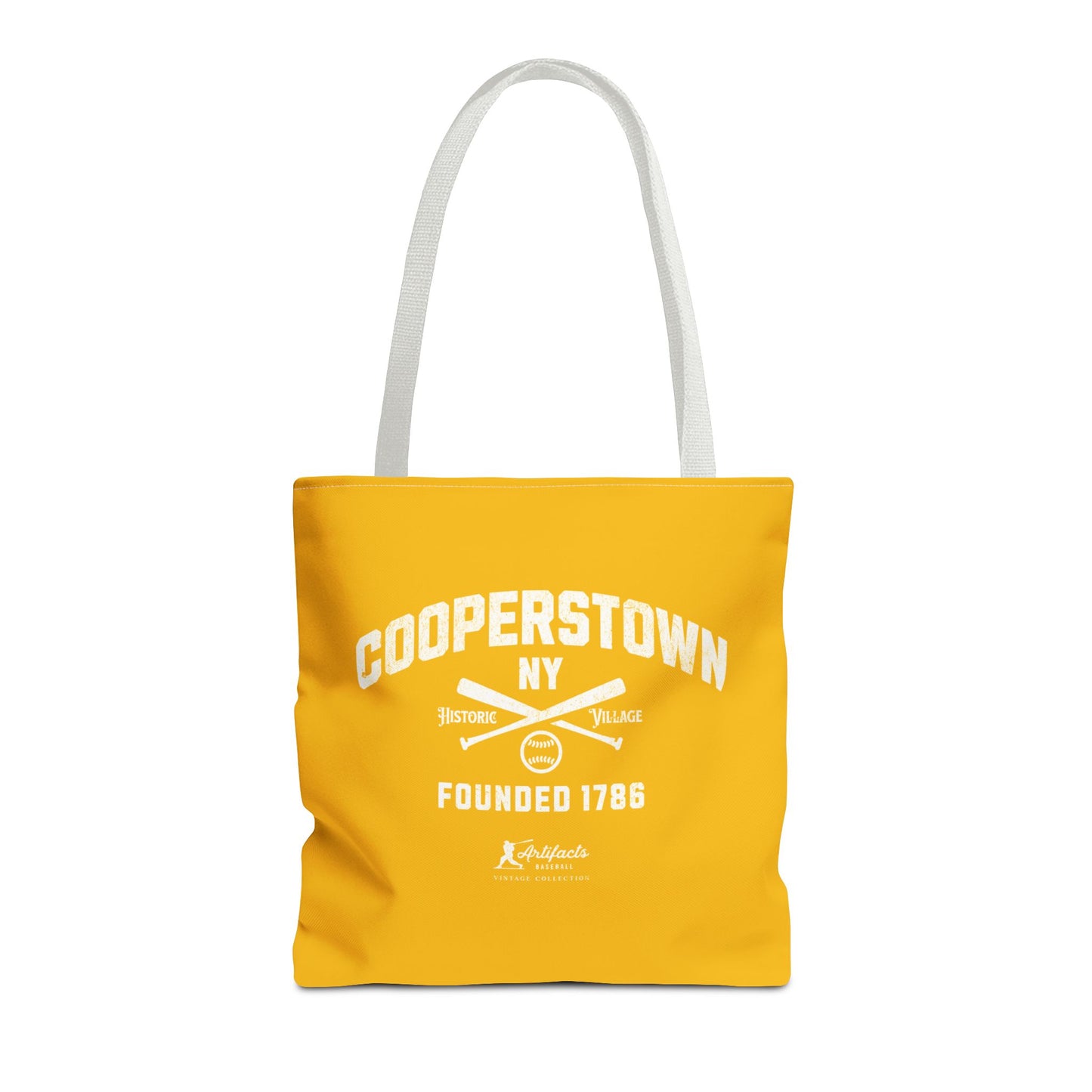 Cooperstown, NY Tote Bag_Yellow Gold w White Print
