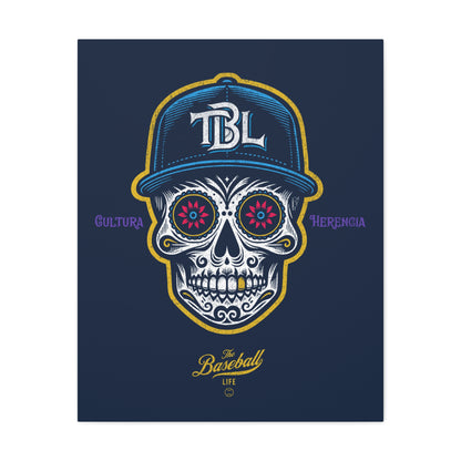Beisbol Sugar Skull Series_Player 1 Wall Art Canvas_Navy