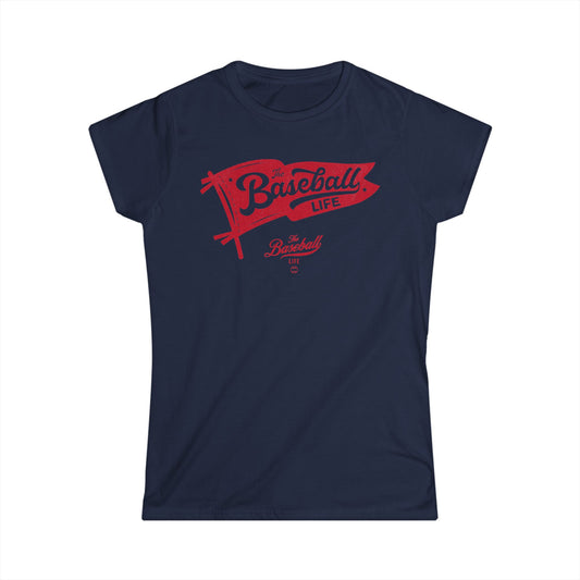 Vintage Baseball Pennant Women's T-Shirt - Red Print