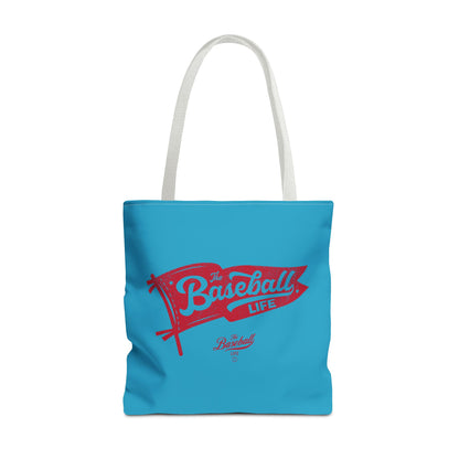 Vintage Pennant Tote Bag_Red Print on Turquoise