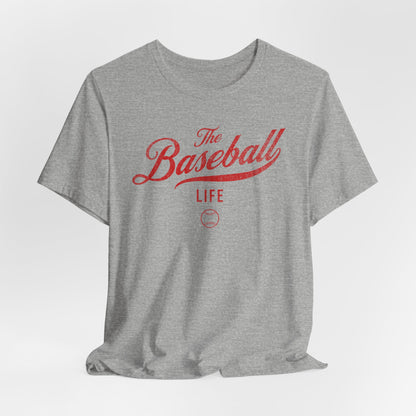 The Baseball Life Classic Script T-Shirt_Red Print
