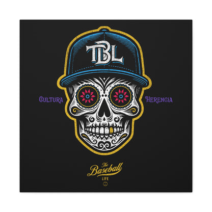 Beisbol Sugar Skull Series_Player 1  Wall Art Canvas_Black