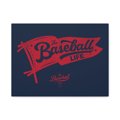 Classic Pennant Wall Art Canvas_Red Print on Navy