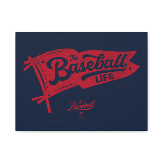 Classic Pennant Wall Art Canvas_Red Print on Navy