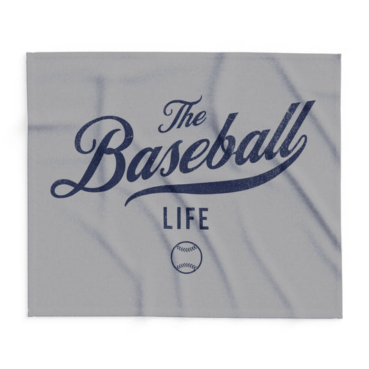 Fleece Blanket_Silver Gray w Navy Print