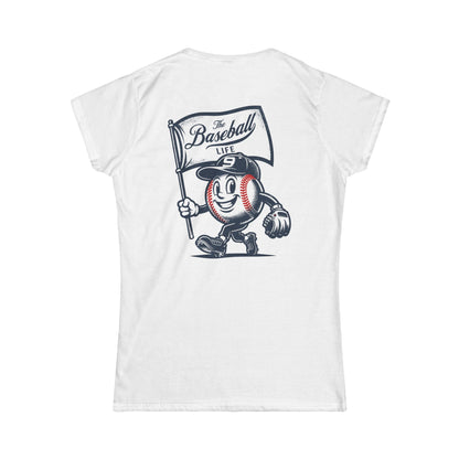 Mr. Baseball Mascot Flying Flag Women's T-Shirt