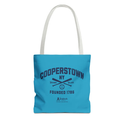 Cooperstown, NY Tote Bag_Turquoise w Navy Print