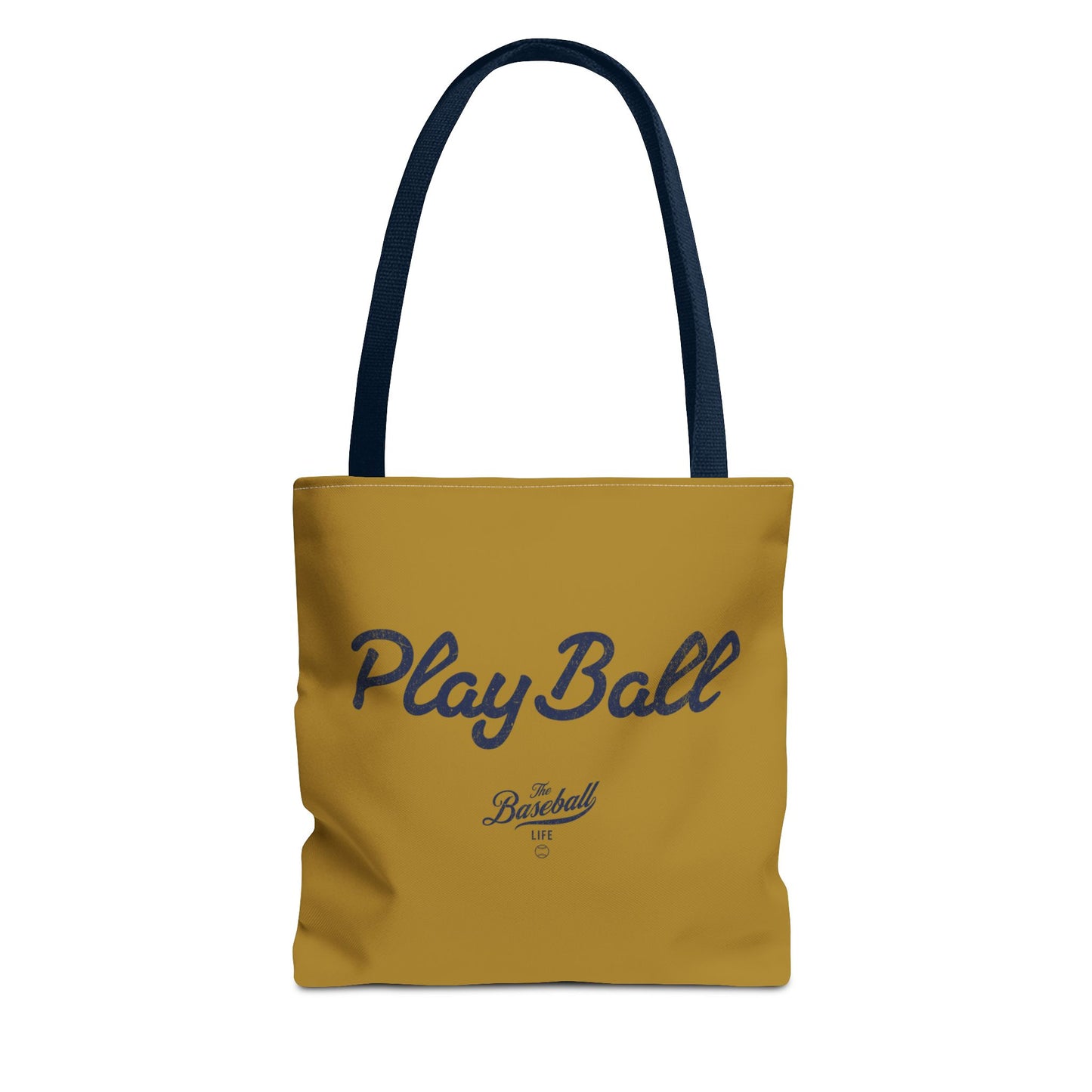 Play Ball Tote Bag_Old Gold with Navy Print
