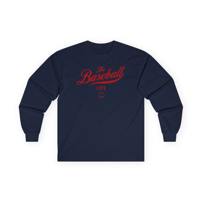 The Baseball Life Long Sleeve T-Shirt_Red Print