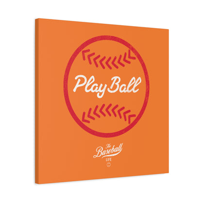 Play Ball Graphic Baseball Wall Art Canvas_Orange
