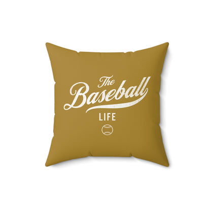 The Baseball Life Accent Pillow_Old Gold w White Print
