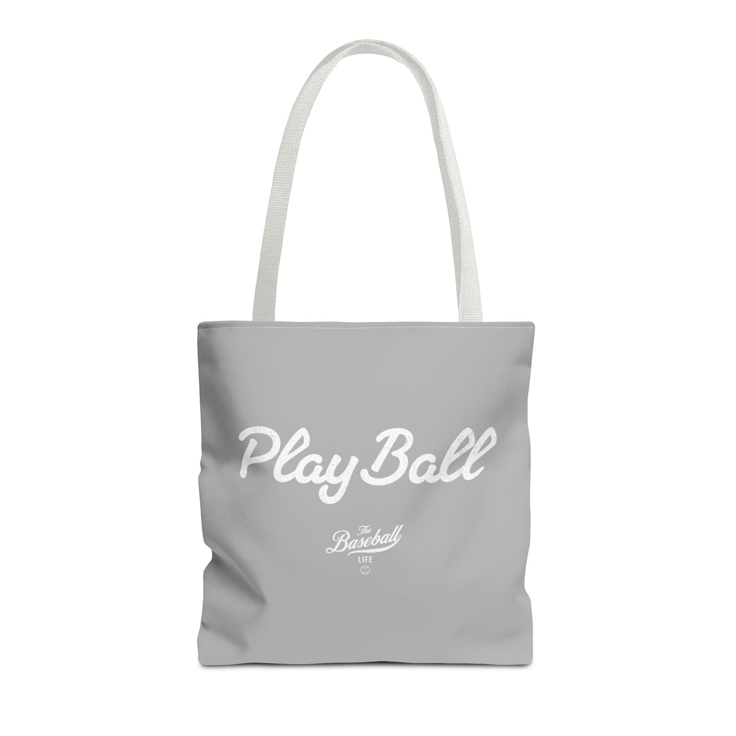 Play Ball Tote Bag_Light Gray with White Print