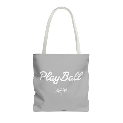 Play Ball Tote Bag_Light Gray with White Print