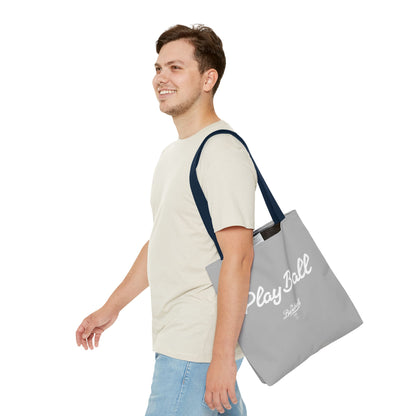 Play Ball Tote Bag_Light Gray with White Print