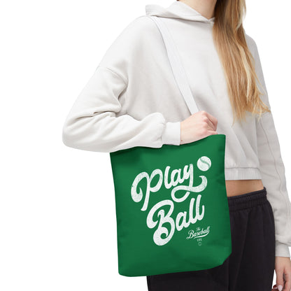 Play Ball Script Tote Bag_Green