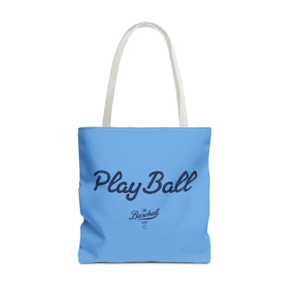 Play Ball Tote Bag_Carolina Blue with Navy Print