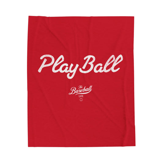 Velveteen Plush Blanket__Play Ball_Red