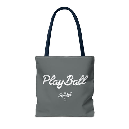 Play Ball Tote Bag_Dark Gray with White Print