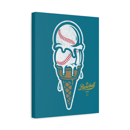 Baseball Ice Cream Cone Wall Art Canvas_Deep Aqua