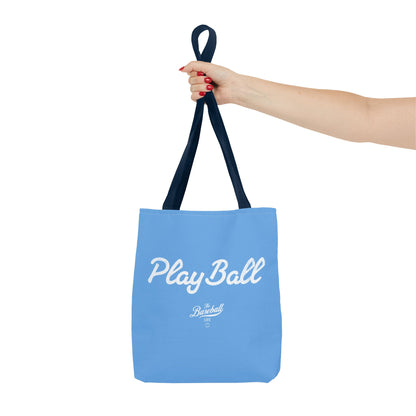 Play Ball Tote Bag_Carolina Blue with White Print