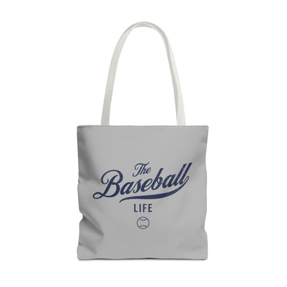 The Baseball Life Tote Bag_Gray w Navy Print