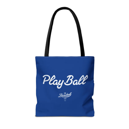 Play Ball Tote Bag_Royal Blue with White Print