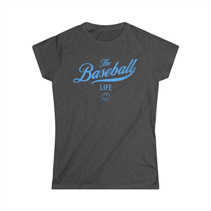 The Baseball Life Classic Script Tee_Women's_Carolina Blue Print