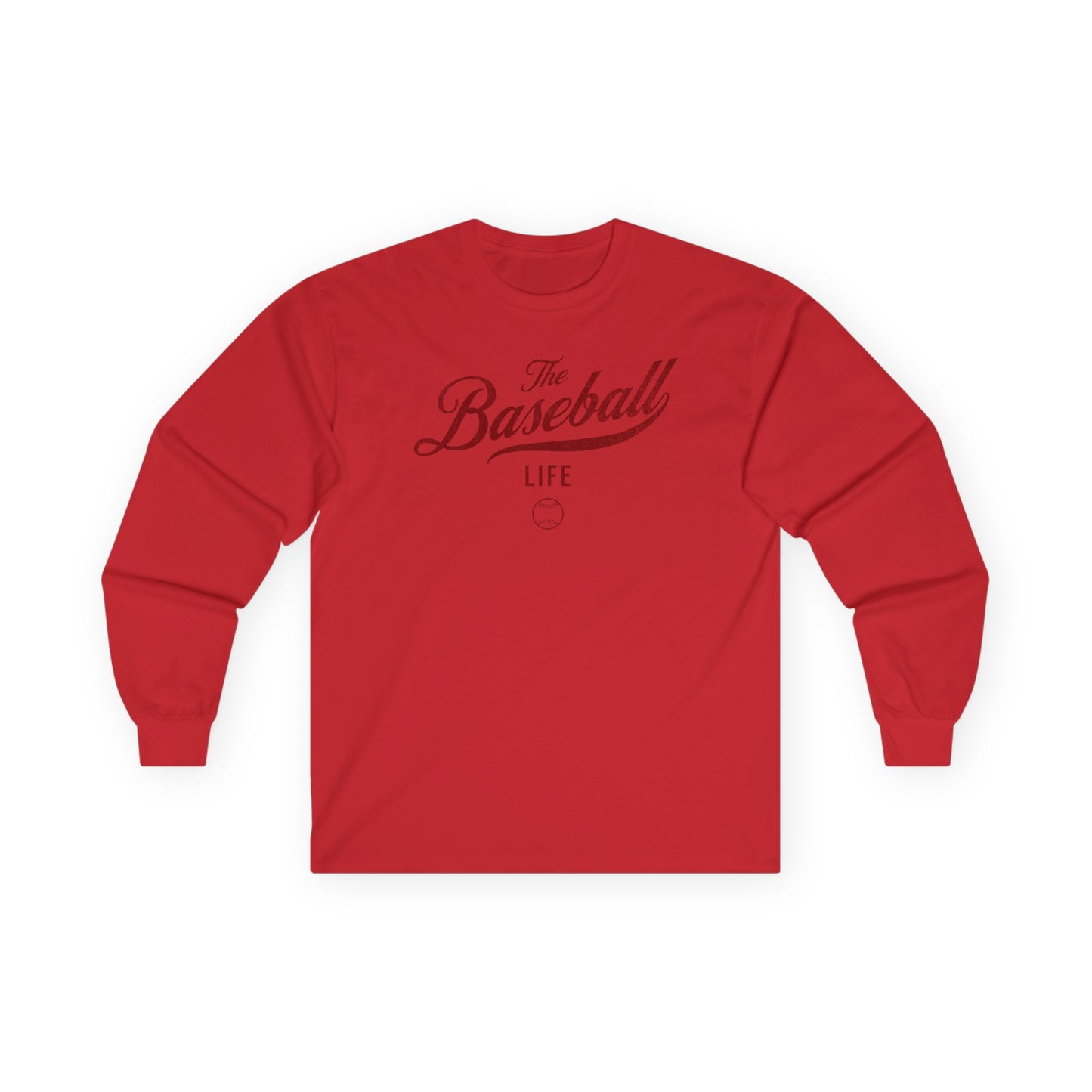 The Baseball Life Long Sleeve T-Shirt_Maroon Print