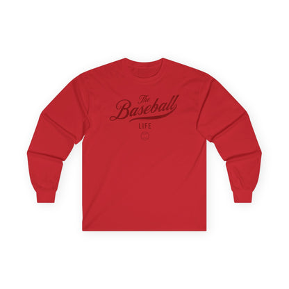 The Baseball Life Long Sleeve T-Shirt_Maroon Print
