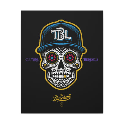 Beisbol Sugar Skull Series_Player 1 Wall Art Canvas_Black