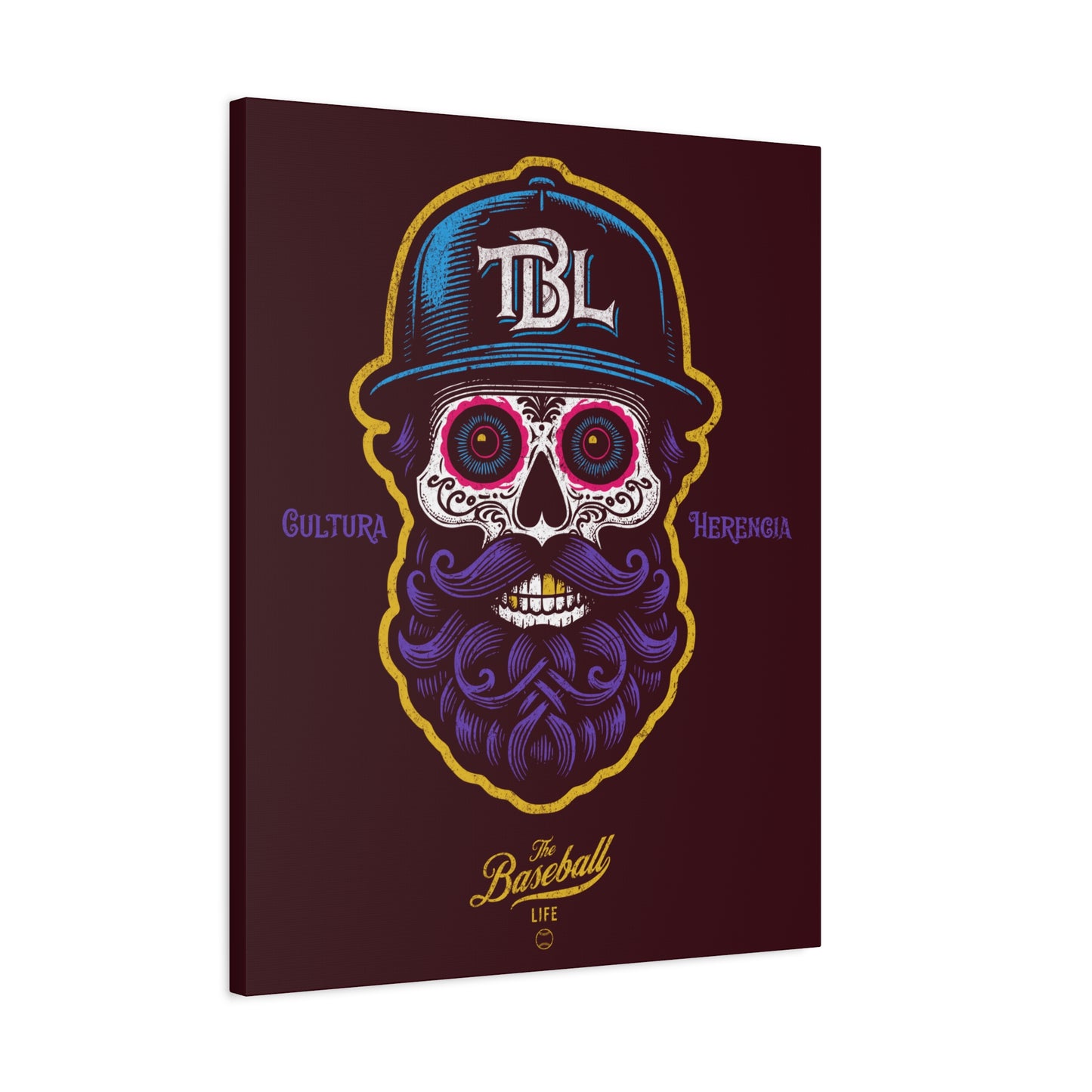 Beisbol Sugar Skull Series_Player 2 Wall Art Canvas_Coffee