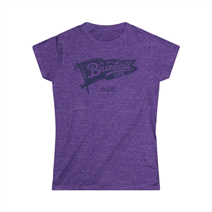 Women's Vintage Baseball Pennant T-Shirt - Navy Print