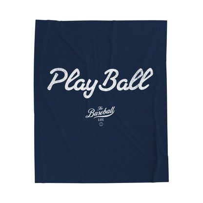 Velveteen Plush Blanket_Play Ball_Navy