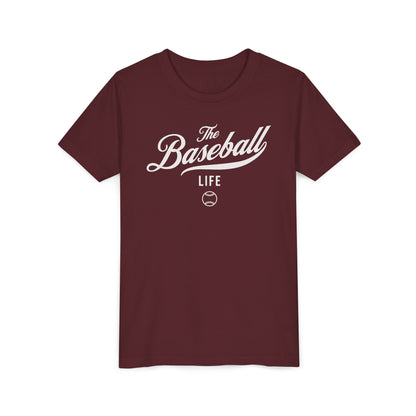 Youth The Baseball Life Classic Script T-Shirt_White Print