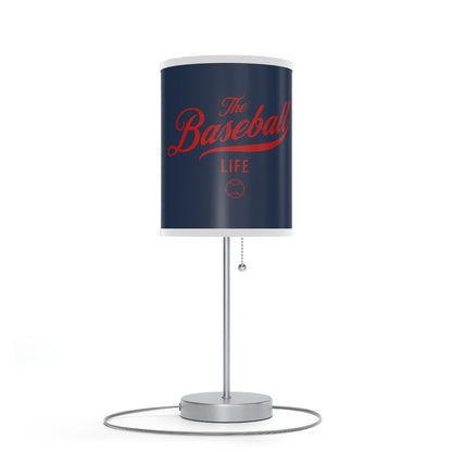 Table Lamp_Navy w Red Print