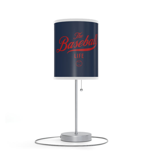 Table Lamp_Navy w Red Print